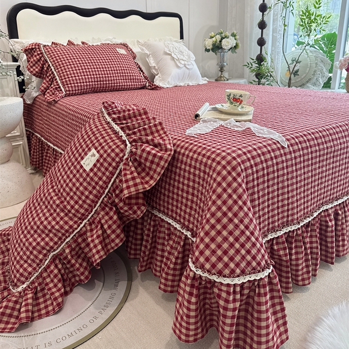 91家纺网 家纺一手货源 找家纺 （总）菊上家纺 2025新款全棉纯棉色织水洗床盖四件套