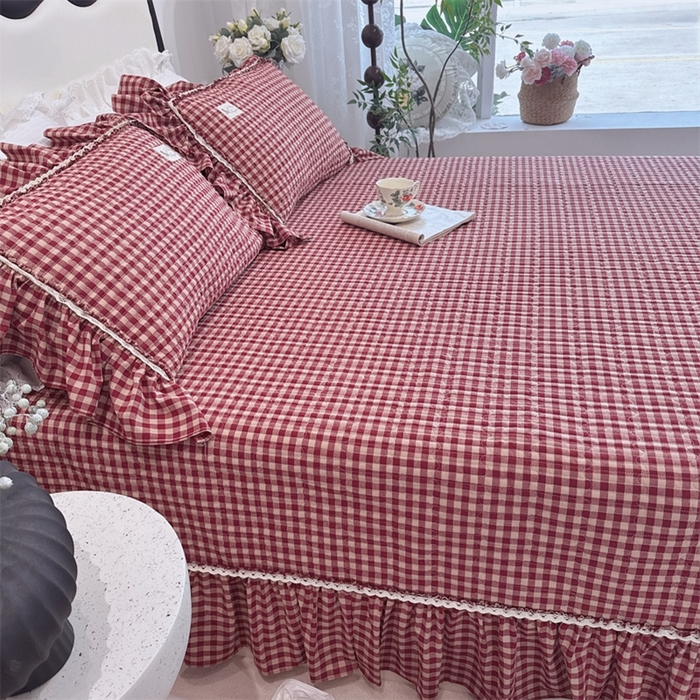 91家纺网 家纺一手货源 找家纺 （总）菊上家纺 2025新款全棉纯棉色织水洗床盖四件套