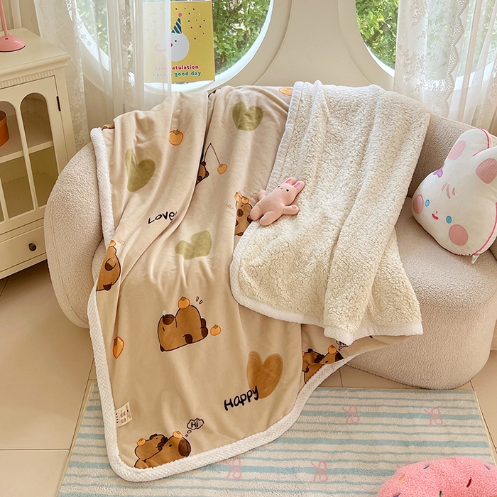 91家纺网 家纺一手货源 找家纺 （总）锦润家纺 2025年新款牛奶绒羊羔绒AB版包边毛毯