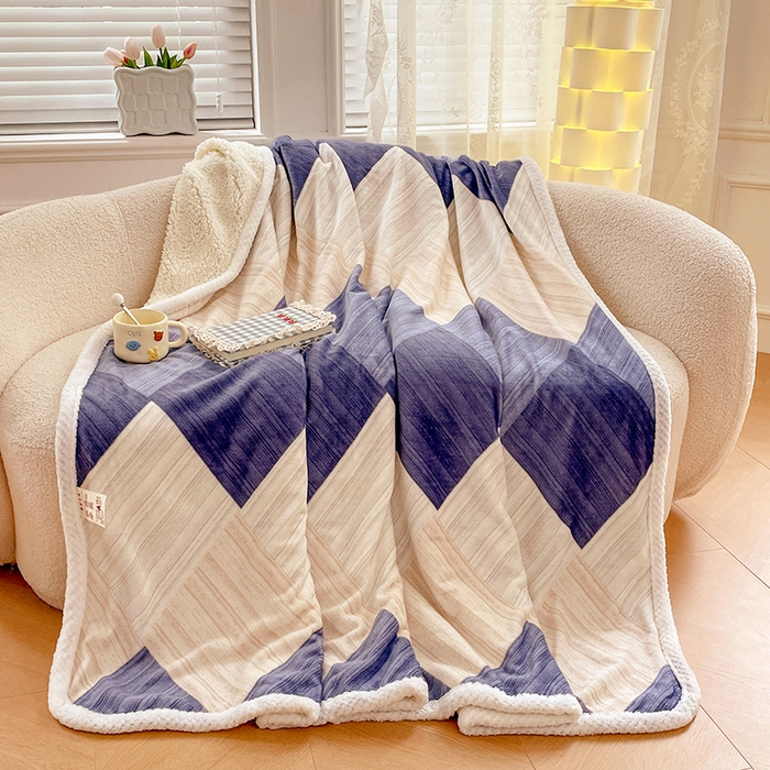 91家纺网 家纺一手货源 找家纺 （总）锦润家纺 2025年新款牛奶绒羊羔绒AB版包边毛毯