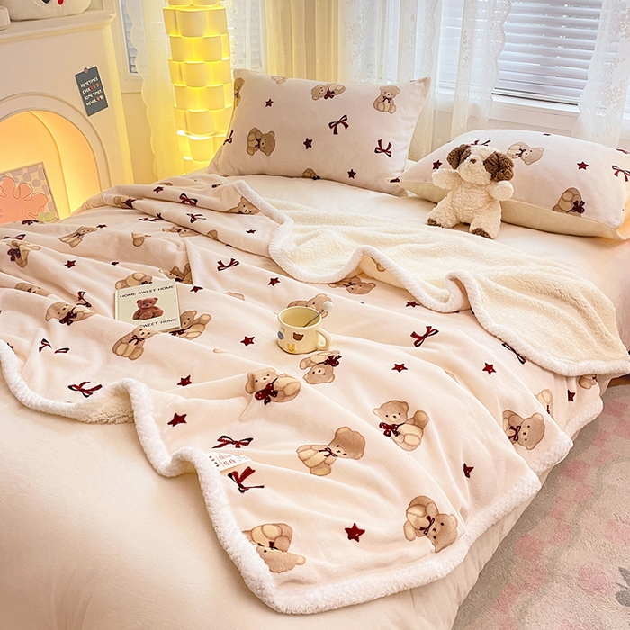 91家纺网 家纺一手货源 找家纺 （总）锦润家纺 2025年新款牛奶绒羊羔绒AB版包边毛毯