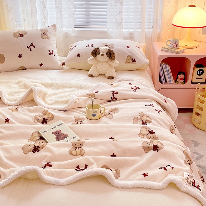 91家纺网 家纺一手货源 找家纺 （总）锦润家纺 2025年新款牛奶绒羊羔绒AB版包边毛毯