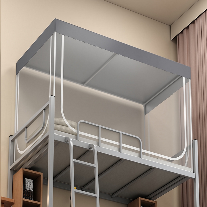 91家纺网 家纺一手货源 找家纺 无瑕家居 2025新款一体式学生床帘蚊帐 【回底款】绅士灰【不含靠墙帘】