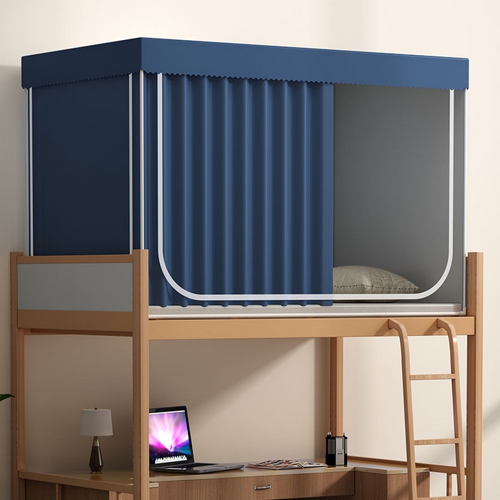 91家纺网 家纺一手货源 找家纺 无瑕家居 2025新款一体式学生床帘蚊帐 【回底款】藏青蓝【不含靠墙帘】