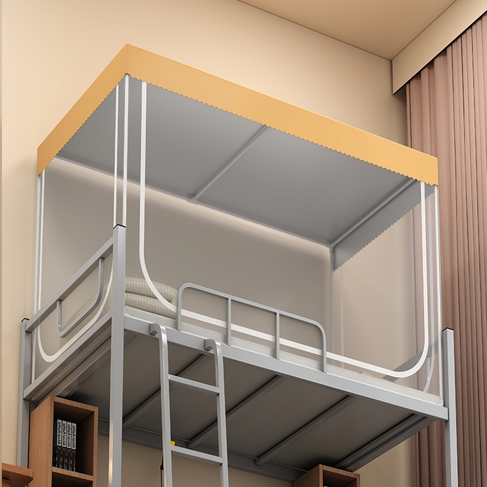 91家纺网 家纺一手货源 找家纺 无瑕家居 2025新款一体式学生床帘蚊帐 【回底款】卡其米【不含靠墙帘】