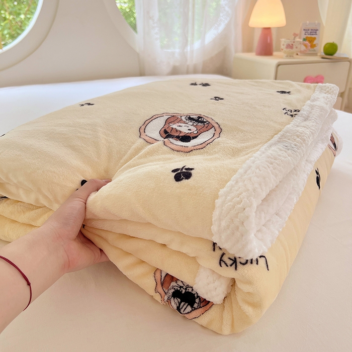 91家纺网 家纺一手货源 找家纺 锦润家纺 2025年新款牛奶绒羊羔绒AB版包边毛毯公主女孩