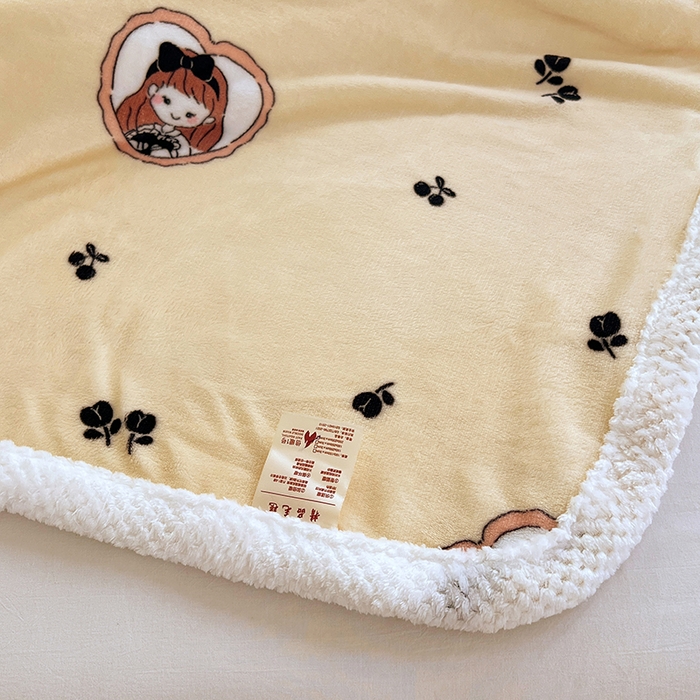 91家纺网 家纺一手货源 找家纺 锦润家纺 2025年新款牛奶绒羊羔绒AB版包边毛毯公主女孩