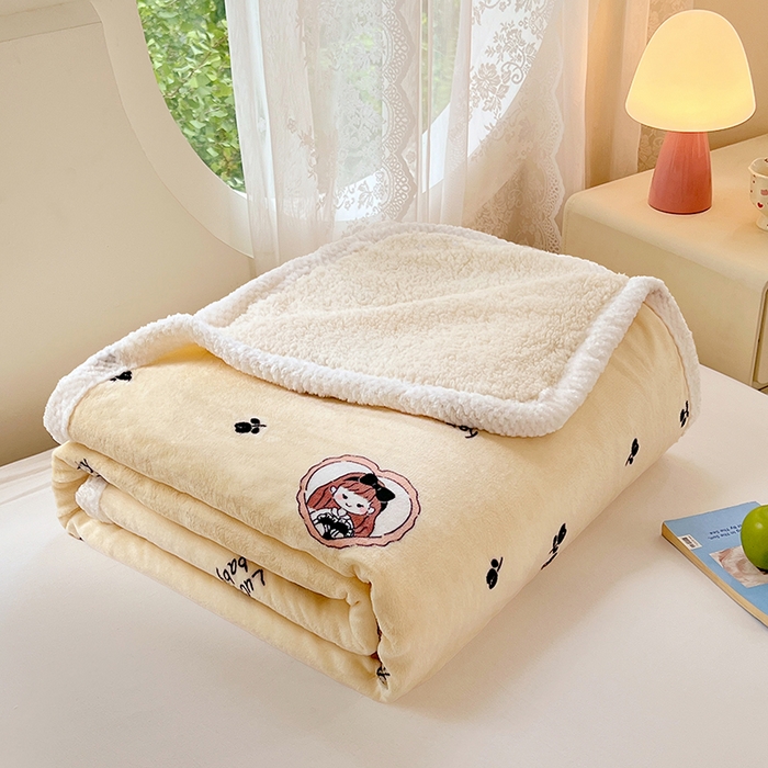 91家纺网 家纺一手货源 找家纺 锦润家纺 2025年新款牛奶绒羊羔绒AB版包边毛毯公主女孩