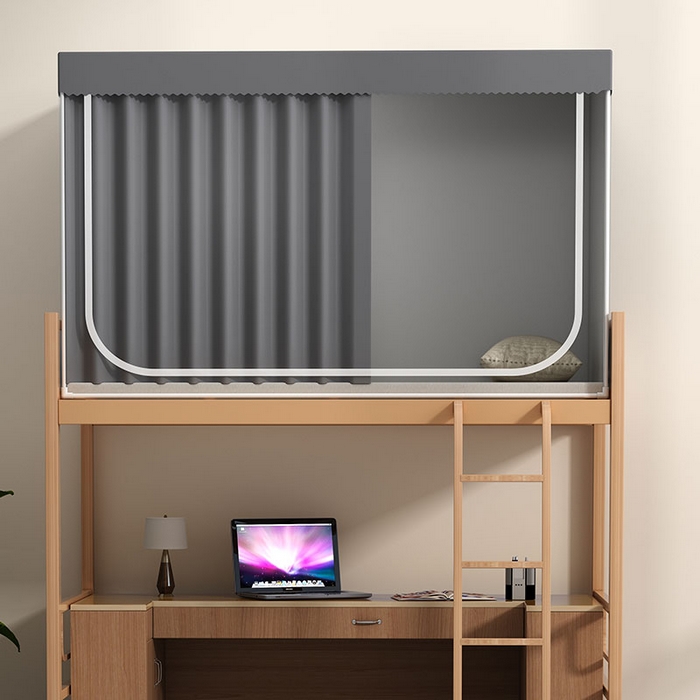 91家纺网 家纺一手货源 找家纺 无瑕家居 2025新款一体式学生床帘蚊帐 【回底款】绅士灰【无帘子】