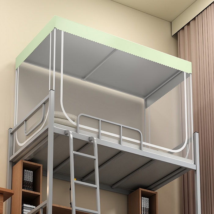 91家纺网 家纺一手货源 找家纺 无瑕家居 2025新款一体式学生床帘蚊帐 【回底款】青草绿【无帘子】
