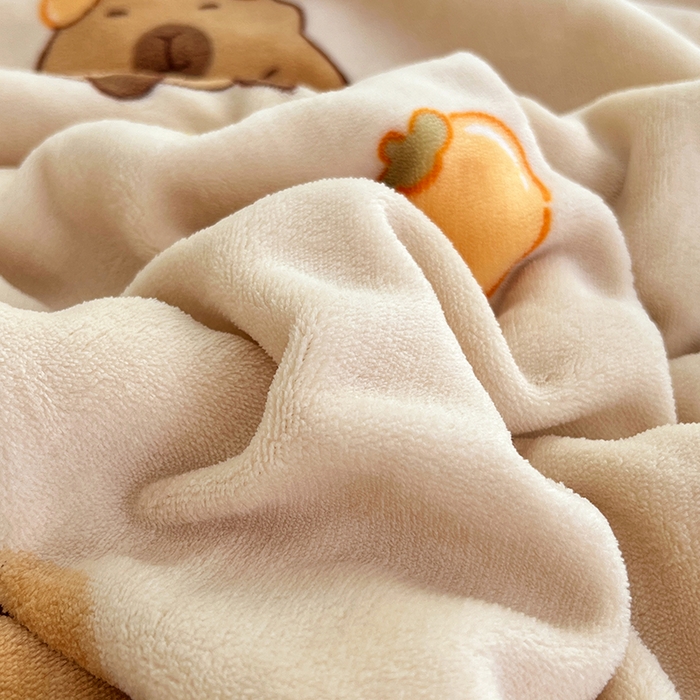 91家纺网 家纺一手货源 找家纺 锦润家纺 2025年新款牛奶绒羊羔绒AB版包边毛毯卡皮巴拉