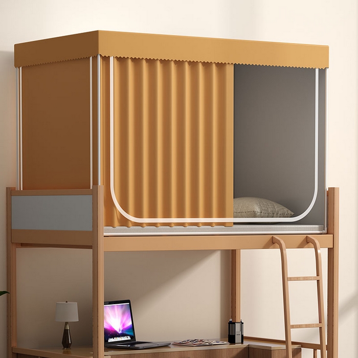 91家纺网 家纺一手货源 找家纺 无瑕家居 2025新款一体式学生床帘蚊帐 【全底款】卡其米【无帘子】