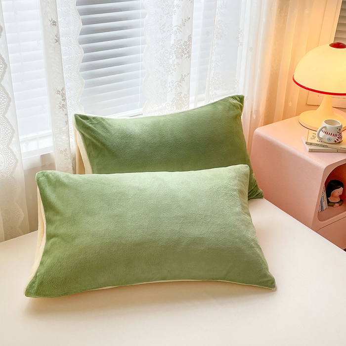 91家纺网 家纺一手货源 找家纺 锦润家纺 2025年新款牛奶绒羊羔绒AB版包边毛毯奶绿