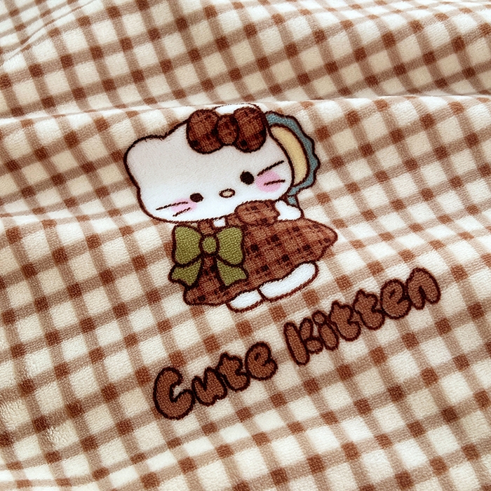 91家纺网 家纺一手货源 找家纺 锦润家纺 2025年新款牛奶绒羊羔绒AB版包边毛毯你好凯蒂