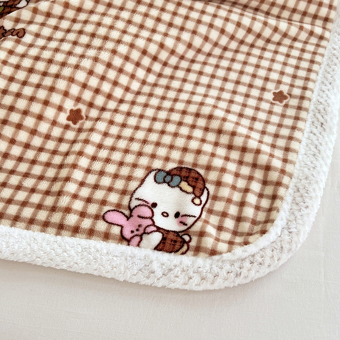 91家纺网 家纺一手货源 找家纺 锦润家纺 2025年新款牛奶绒羊羔绒AB版包边毛毯你好凯蒂