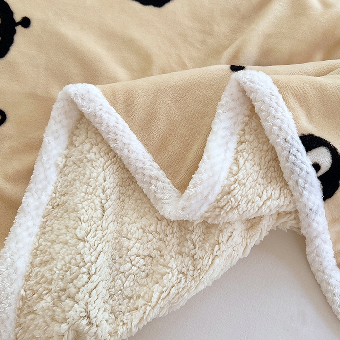 91家纺网 家纺一手货源 找家纺 锦润家纺 2025年新款牛奶绒羊羔绒AB版包边毛毯小精灵