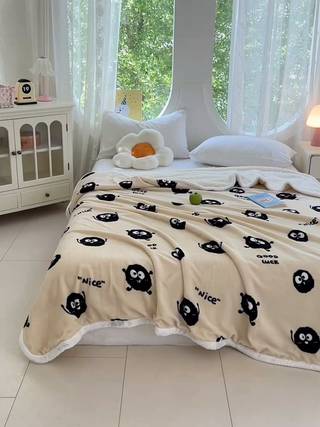 91家纺网 家纺一手货源 找家纺 锦润家纺 2025年新款牛奶绒羊羔绒AB版包边毛毯小精灵