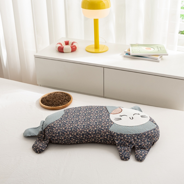 萌番宝 2025新款春夏新款慵懒觉觉猫卡通荞麦枕 藏青色