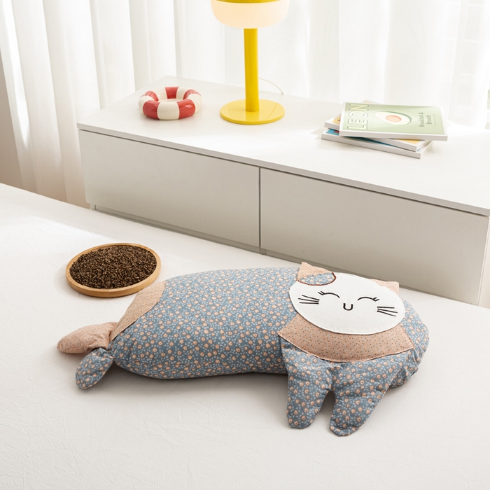 萌番宝 2025新款春夏新款慵懒觉觉猫卡通荞麦枕 天空蓝