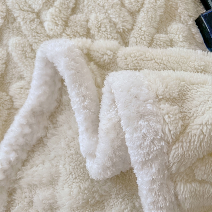 91家纺网 家纺一手货源 找家纺 锦润家纺 2025新款A类双面塔芙绒包边毛毯塔芙绒-米白