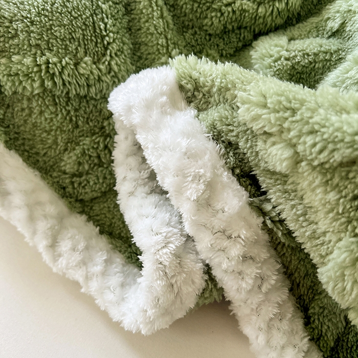 91家纺网 家纺一手货源 找家纺 锦润家纺 2025新款A类双面塔芙绒包边毛毯塔芙绒-抹茶绿