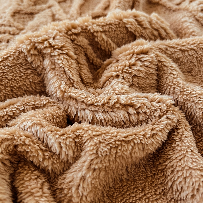 91家纺网 家纺一手货源 找家纺 锦润家纺 2025新款A类双面塔芙绒包边毛毯塔芙绒-深咖