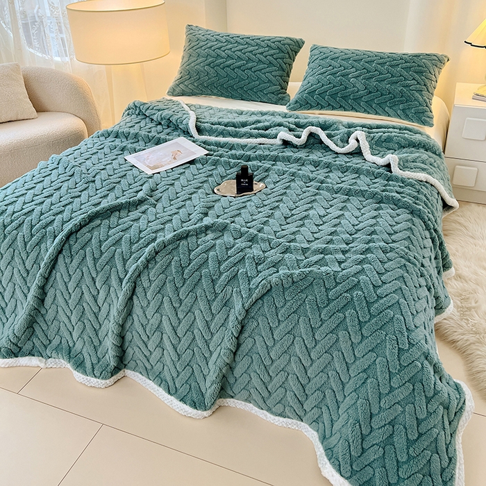 91家纺网 家纺一手货源 找家纺 锦润家纺 2025新款A类双面塔芙绒包边毛毯塔芙绒-雾蓝