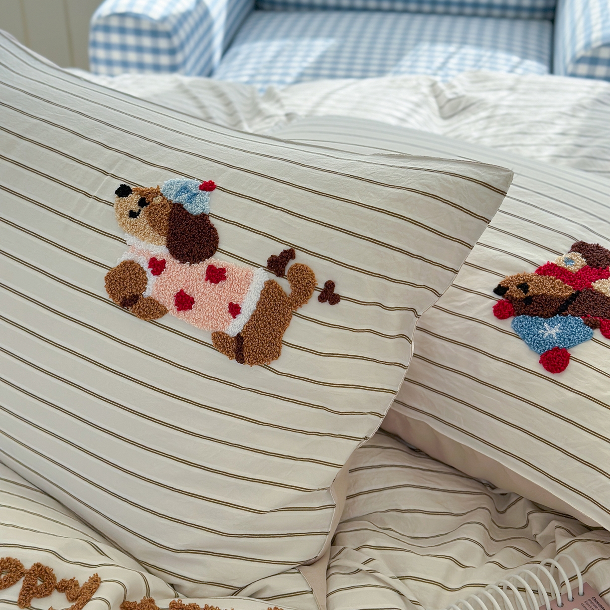 91家纺网 家纺一手货源 找家纺 （总）优悦生活馆 2025新款水洗棉毛巾绣四件套-摩卡酱