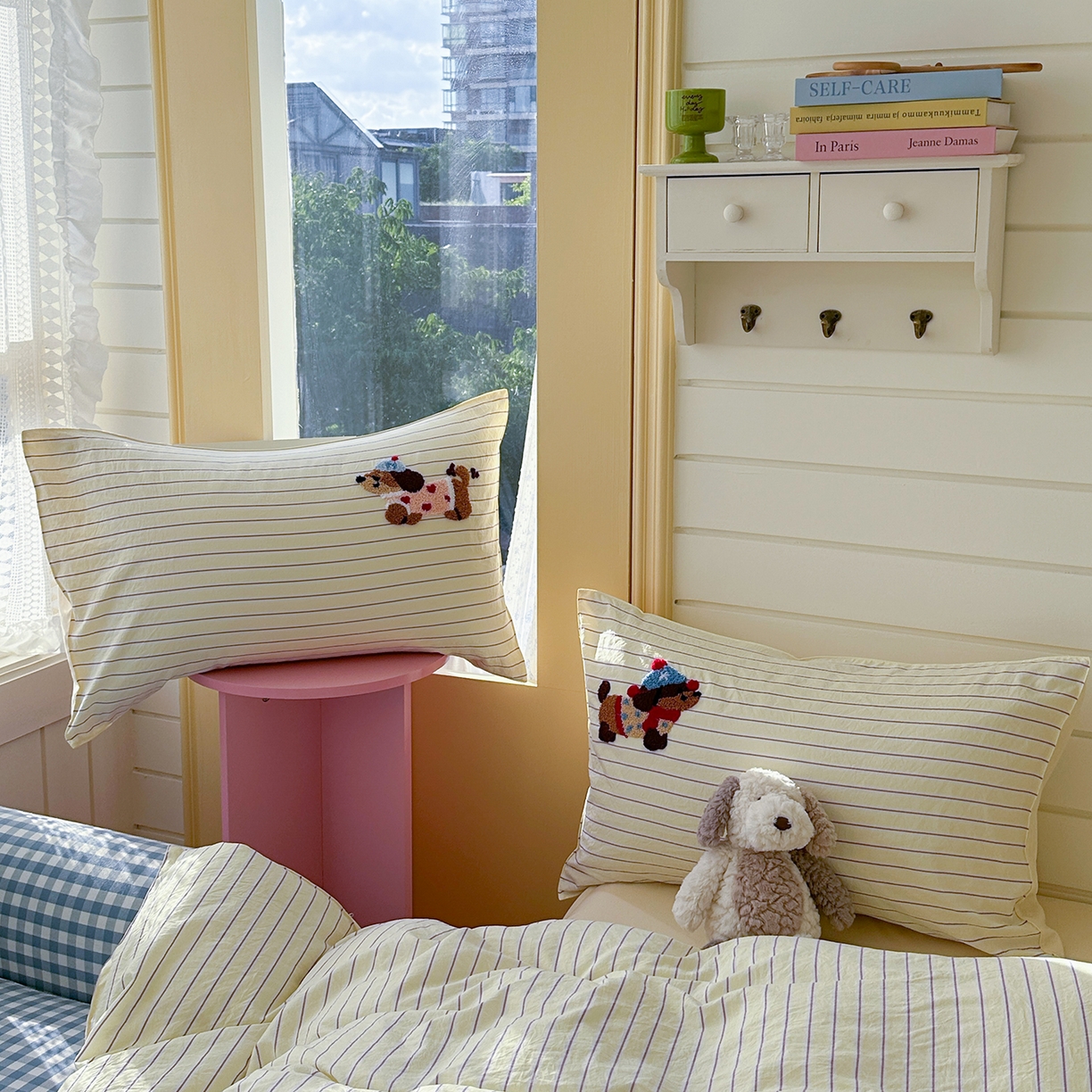 91家纺网 家纺一手货源 找家纺 优悦生活馆 2025新款水洗棉毛巾绣四件套-摩卡酱 摩卡酱-黄色