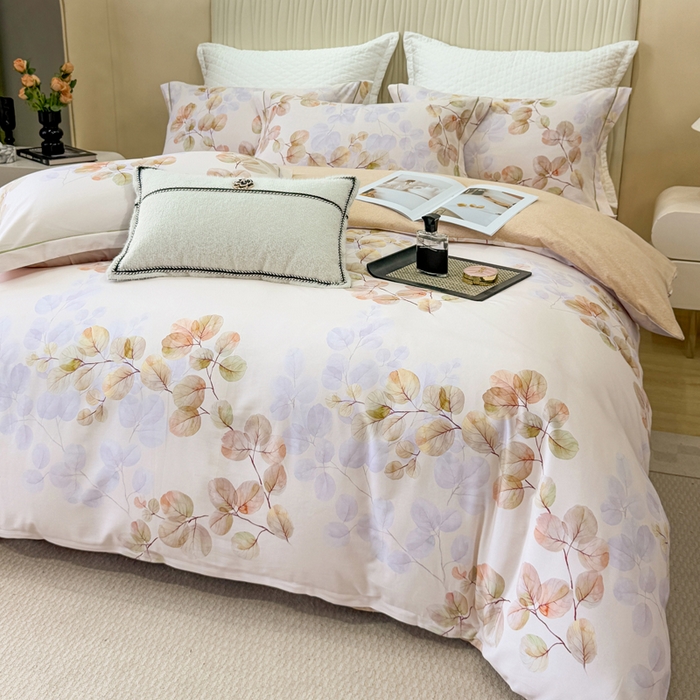 91家纺网 家纺一手货源 找家纺 凌鼎 2025新款100%全棉磨毛四件套数码印花加厚纯棉磨毛四件套艾薇米