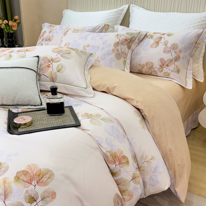 91家纺网 家纺一手货源 找家纺 凌鼎 2025新款100%全棉磨毛四件套数码印花加厚纯棉磨毛四件套艾薇米