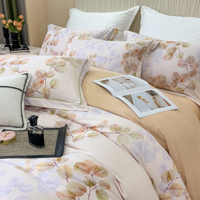 91家纺网 家纺一手货源 找家纺 凌鼎 2025新款100%全棉磨毛四件套数码印花加厚纯棉磨毛四件套艾薇米