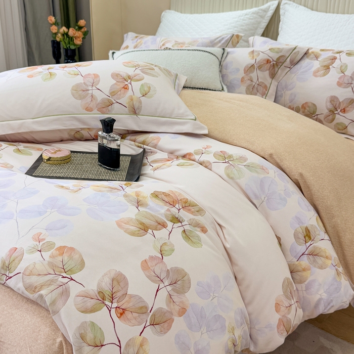 91家纺网 家纺一手货源 找家纺 凌鼎 2025新款100%全棉磨毛四件套数码印花加厚纯棉磨毛四件套艾薇米