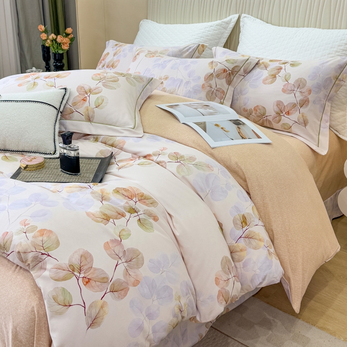 91家纺网 家纺一手货源 找家纺 凌鼎 2025新款100%全棉磨毛四件套数码印花加厚纯棉磨毛四件套艾薇米