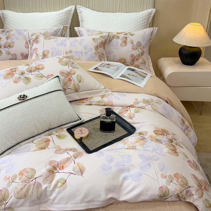 91家纺网 家纺一手货源 找家纺 凌鼎 2025新款100%全棉磨毛四件套数码印花加厚纯棉磨毛四件套艾薇米