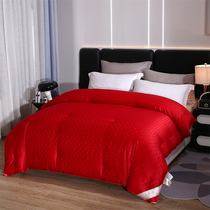 恒鑫家纺 2025新款提花蚕丝被 婚庆红