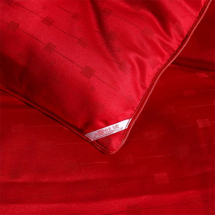 91家纺网 家纺一手货源 找家纺 恒鑫家纺 2025新款提花蚕丝被 婚庆红