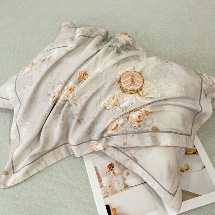 91家纺网 家纺一手货源 找家纺 凌鼎 2025新款100%全棉磨毛四件套数码印花加厚纯棉磨毛四件套烟雨花间灰