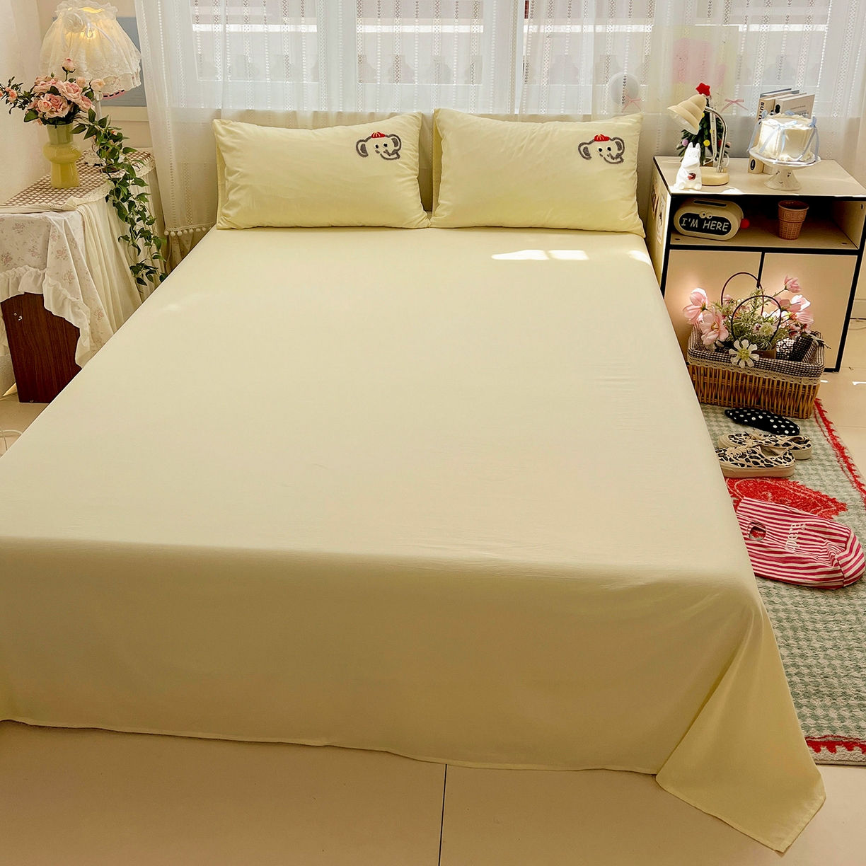 91家纺网 家纺一手货源 找家纺 （总）凯洛奇 2025新款软糯水洗棉毛巾绣卡通四件套-奶油小象