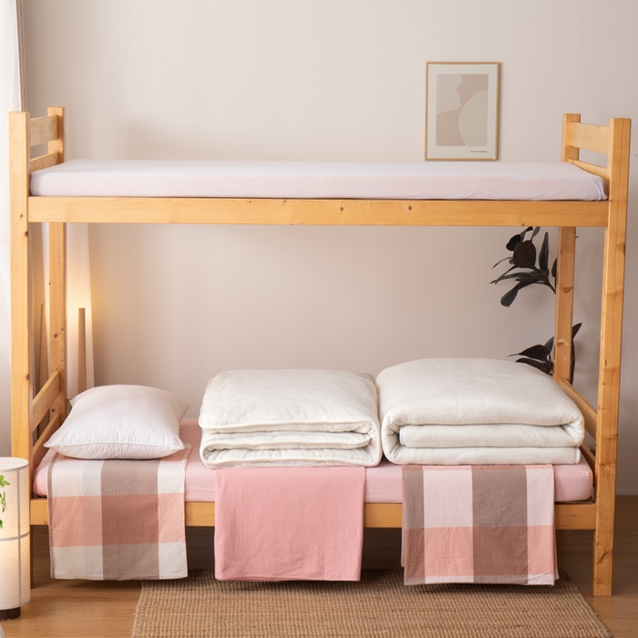 91家纺网 家纺一手货源 找家纺 （总）九沐良品 2025新款亲肤舒适学生宿舍上下铺三件套六件套大礼包宿舍三件套上下铺三件套