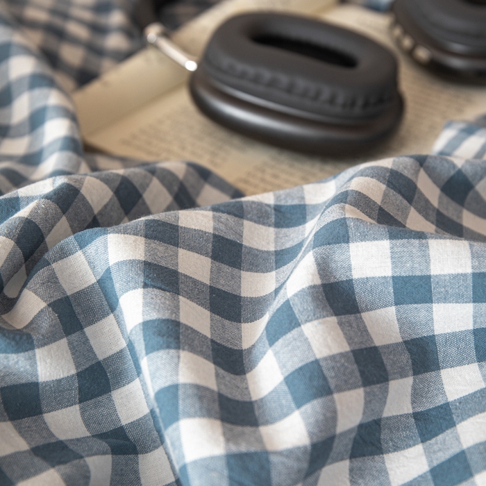 91家纺网 家纺一手货源 找家纺 九沐良品 2025新款亲肤舒适学生宿舍上下铺三件套六件套大礼包宿舍三件套上下铺三件套 浅蓝小格