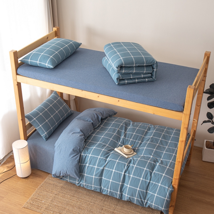 91家纺网 家纺一手货源 找家纺 九沐良品 2025新款亲肤舒适学生宿舍上下铺三件套六件套大礼包宿舍三件套上下铺三件套 柏拉图兰