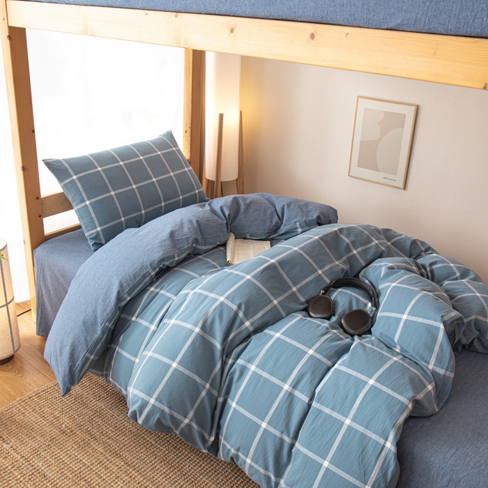 91家纺网 家纺一手货源 找家纺 九沐良品 2025新款亲肤舒适学生宿舍上下铺三件套六件套大礼包宿舍三件套上下铺三件套 柏拉图兰