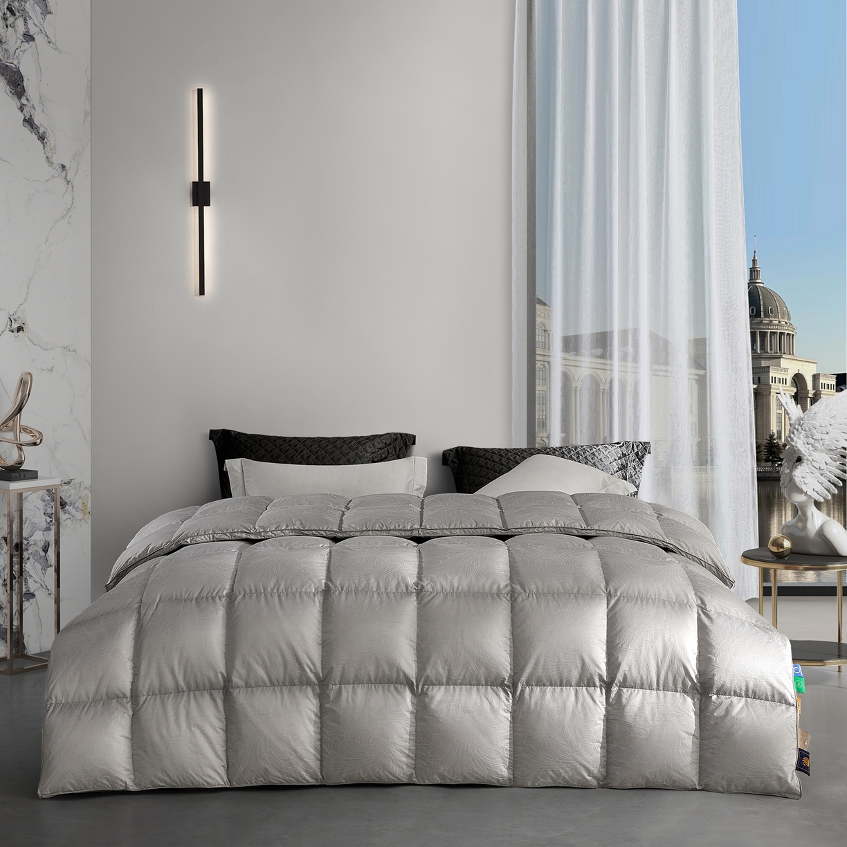 91家纺网 家纺一手货源 找家纺 （总）织梦人羽绒工厂店 2025新款高蓬松羽绒羽毛被大牌同款花型-高精密提花系列