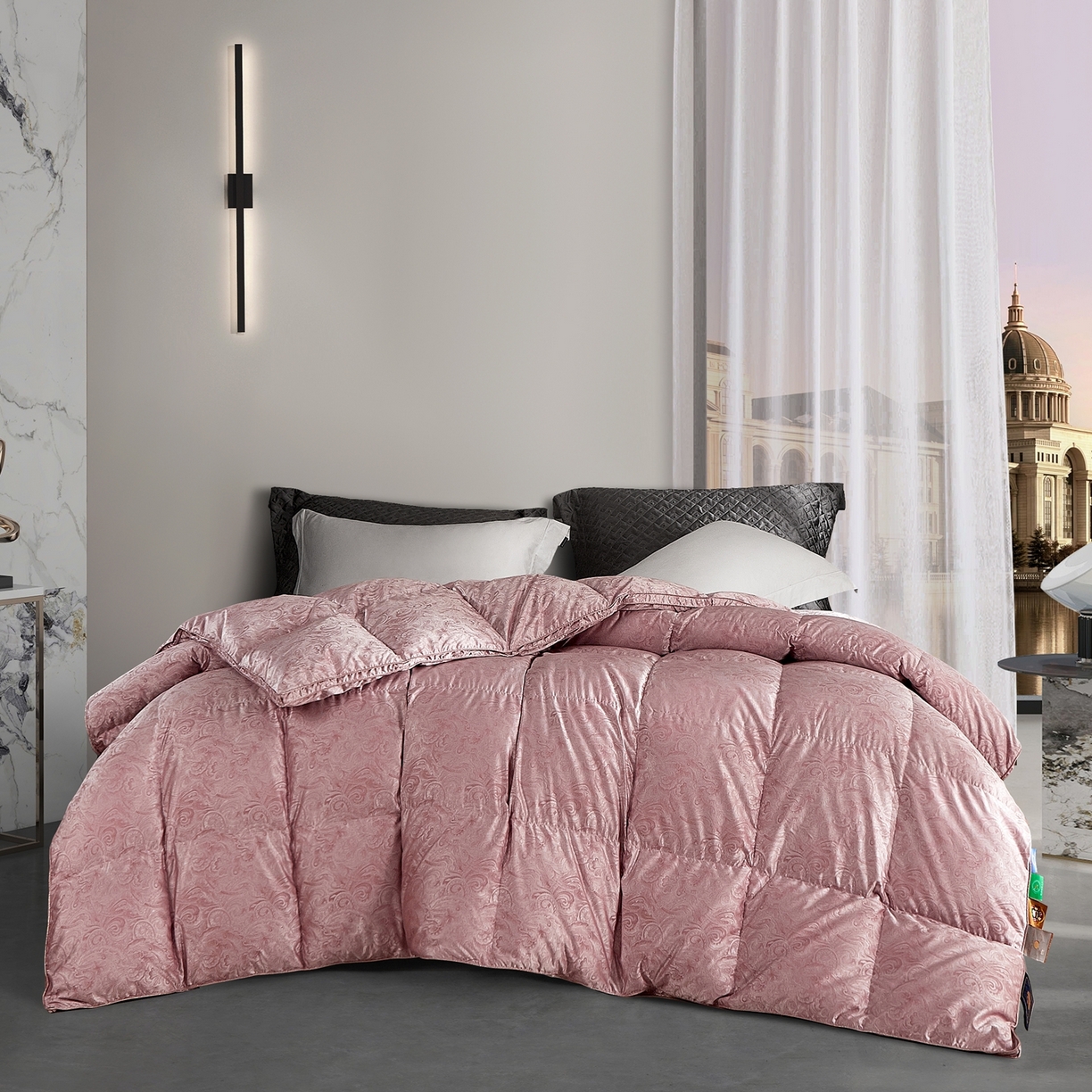 91家纺网 家纺一手货源 找家纺 （总）织梦人羽绒工厂店 2025新款高蓬松羽绒羽毛被大牌同款花型-高精密提花系列