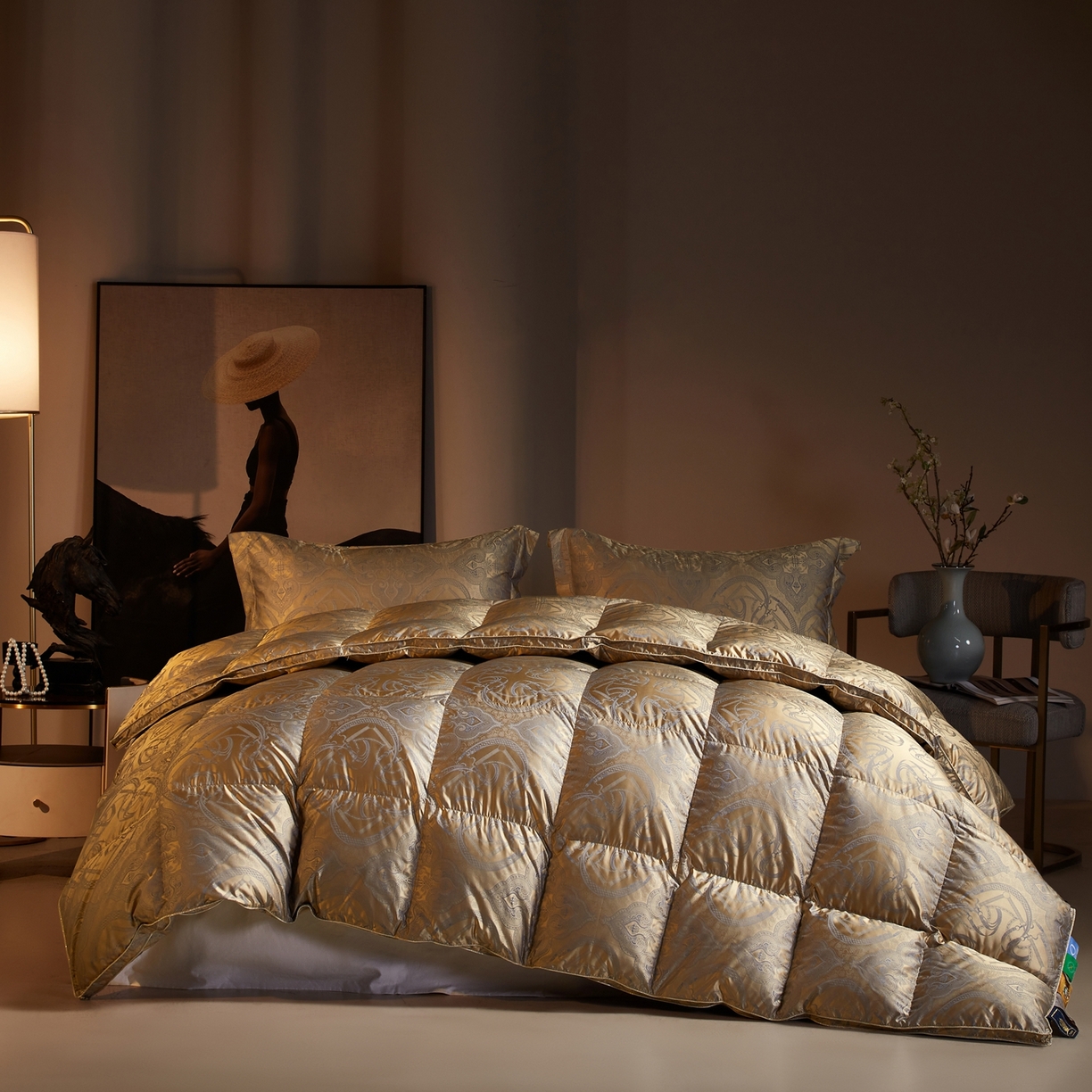 织梦人羽绒工厂店 2025新款高蓬松羽绒被85鸭绒大牌同款花型-高精密提花系列 高精密提花-爱玛金