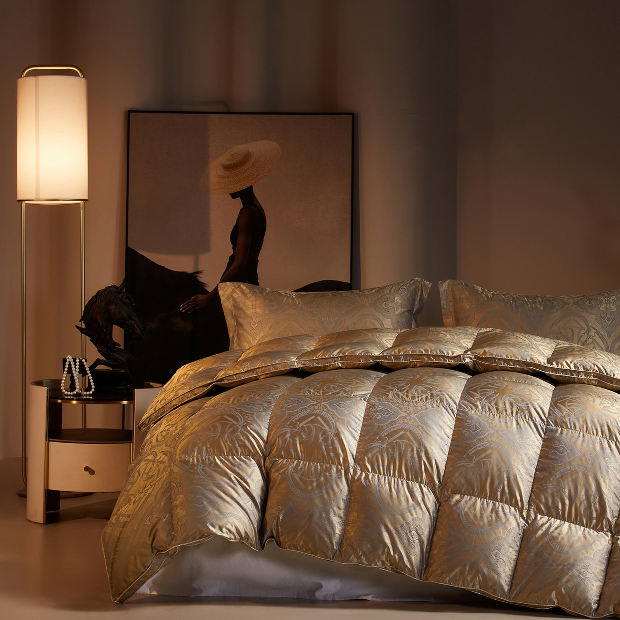 91家纺网 家纺一手货源 找家纺 织梦人羽绒工厂店 2025新款高蓬松羽绒被85鸭绒大牌同款花型-高精密提花系列 高精密提花-爱玛金