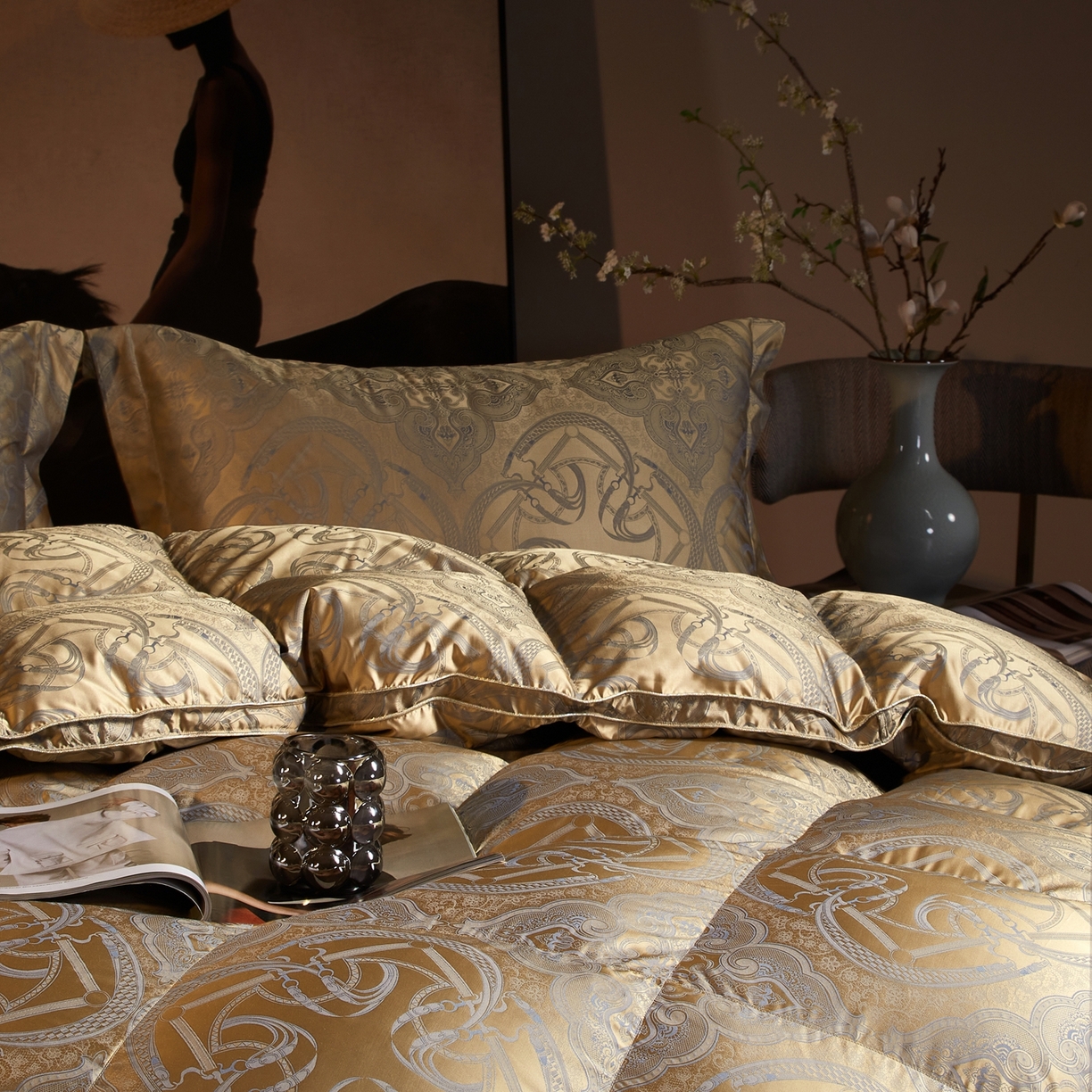 91家纺网 家纺一手货源 找家纺 织梦人羽绒工厂店 2025新款高蓬松羽绒被85鸭绒大牌同款花型-高精密提花系列 高精密提花-爱玛金