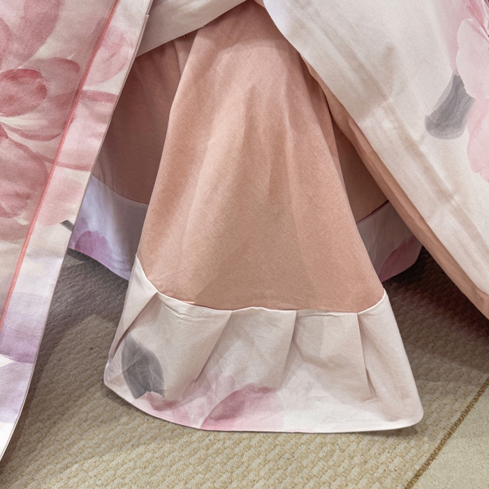 91家纺网 家纺一手货源 找家纺 凌鼎 2025新款100%全棉生态磨毛四件套系列1茶言妙语粉