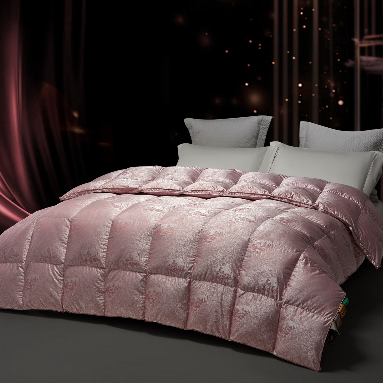 91家纺网 家纺一手货源 找家纺 织梦人羽绒工厂店 2025新款高蓬松羽绒被85鸭绒大牌同款花型-高精密提花系列 高精密提花-罗马庄园豆沙